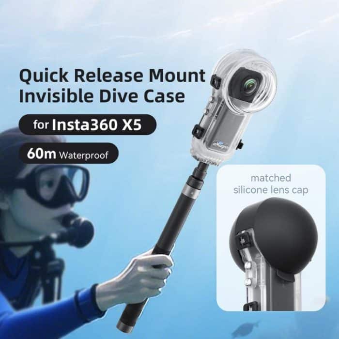Für Insta360 X5 AMagisn 60m/196ft Tauchen Fall Quick-Release Voll Unsichtbare Wasserdichte Unterwasser Gehäuse – Bild 3