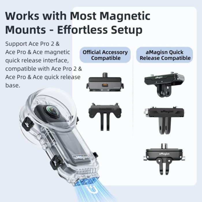 Für Insta360 X5 AMagisn 60m/196ft Tauchen Fall Quick-Release Voll Unsichtbare Wasserdichte Unterwasser Gehäuse – Bild 4