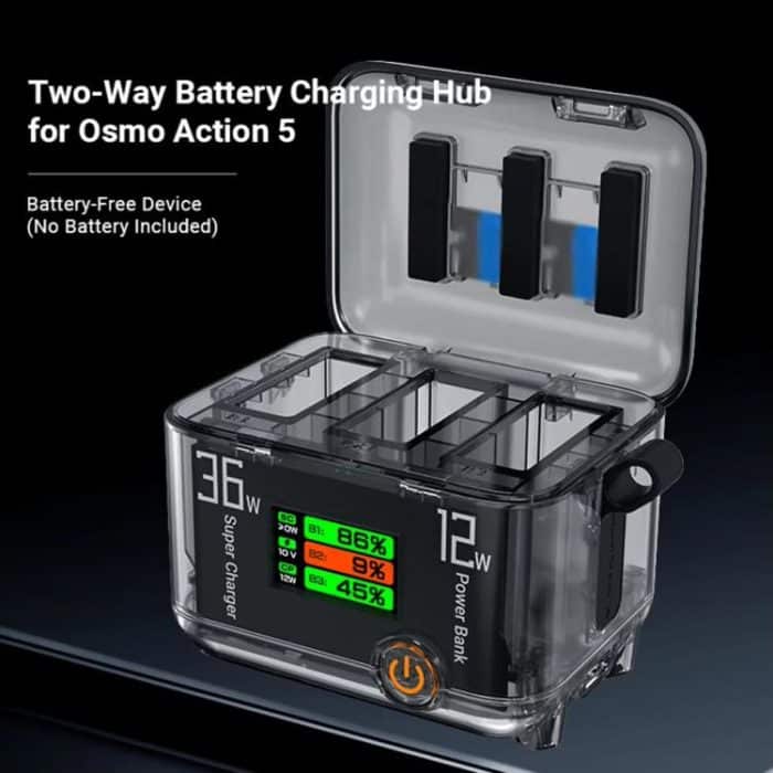 CYNOVA Fast Charging Hub for DJI Osmo 360/Action 5 Pro/4/3 With 1.14 inch TFT LCD Display, Charging Hub – Bild 2