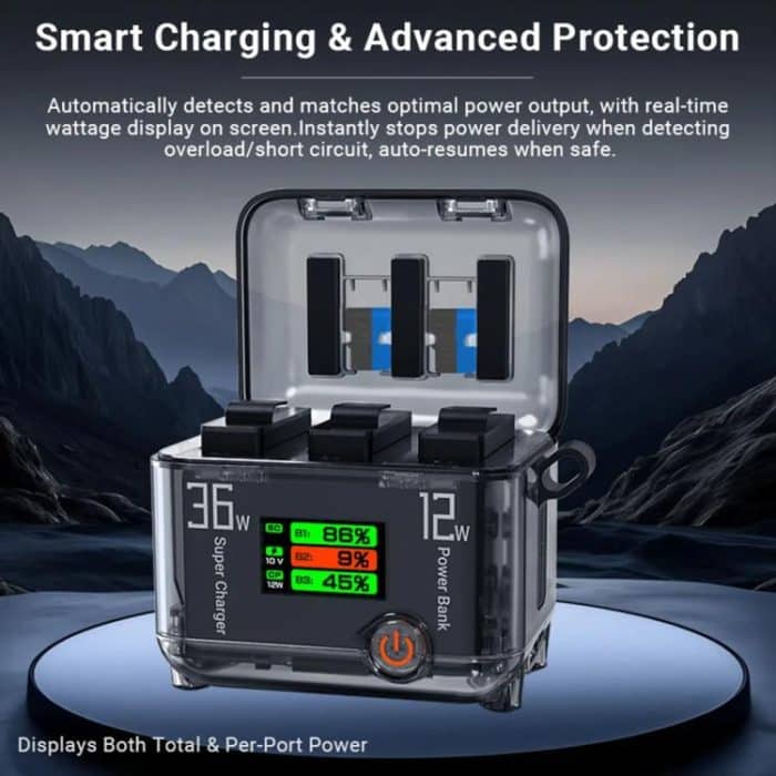 CYNOVA Fast Charging Hub for DJI Osmo 360/Action 5 Pro/4/3 With 1.14 inch TFT LCD Display, Charging Hub – Bild 6