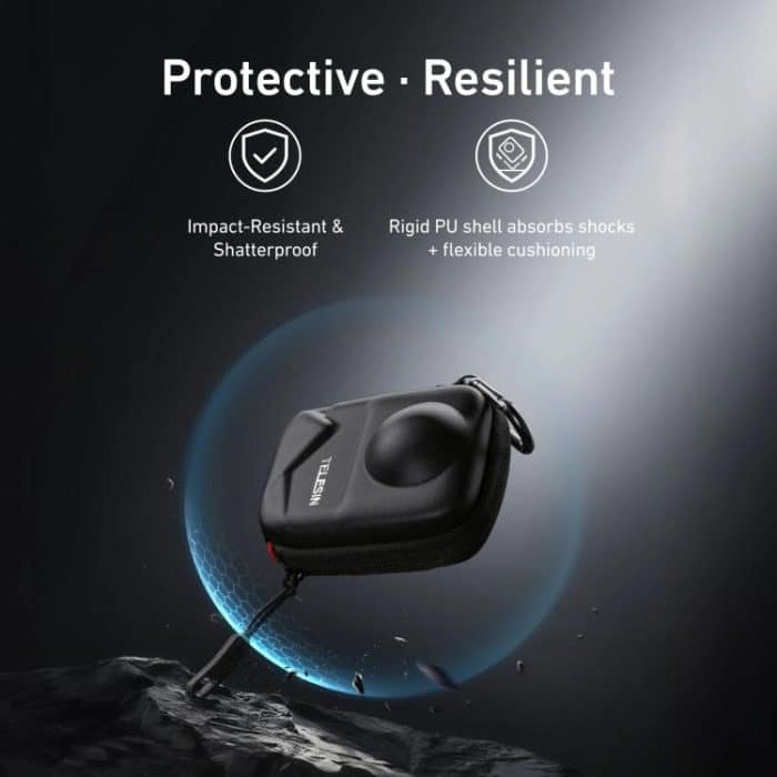 PU Carrying Case for DJI Osmo 360 Camera Protective Pouch with Carabiner Clip, TELESIN Full-Coverage, TELESIN Open Bottom – Bild 3