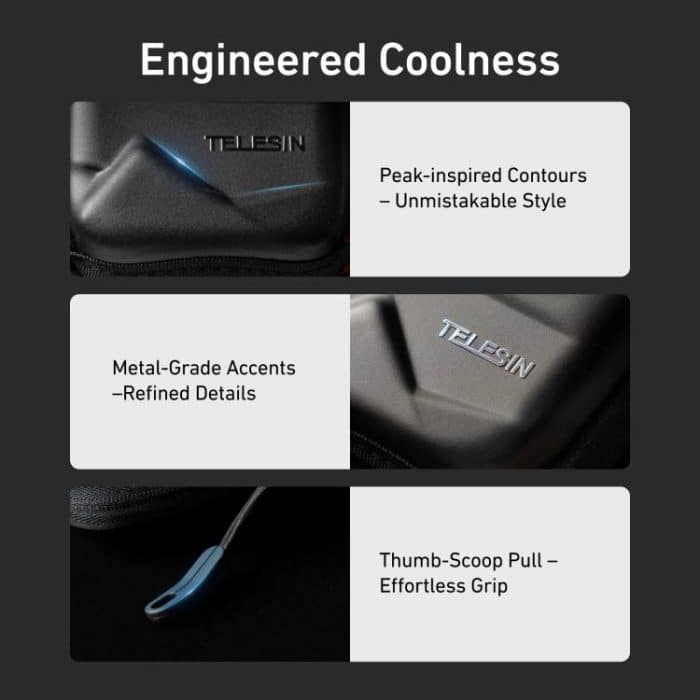 PU Carrying Case for DJI Osmo 360 Camera Protective Pouch with Carabiner Clip, TELESIN Full-Coverage, TELESIN Open Bottom – Bild 8