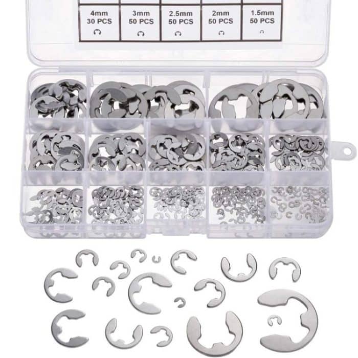 400pcs /Set 1.5-15mm Stainless Steel E-Type Open Circlips Boxed, 400pcs /Set – Bild 1