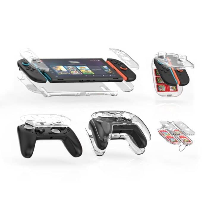 TBD06061925.jpg Für Nintendo Switch 2 JYS 5-in-1 Crystal Case Komplettschutzset inklusive Konsolengehäuse, Joy-con- und Pro-Controller-Abdeckung, Frontplatte, Spielekassettenhülle – Bild 1