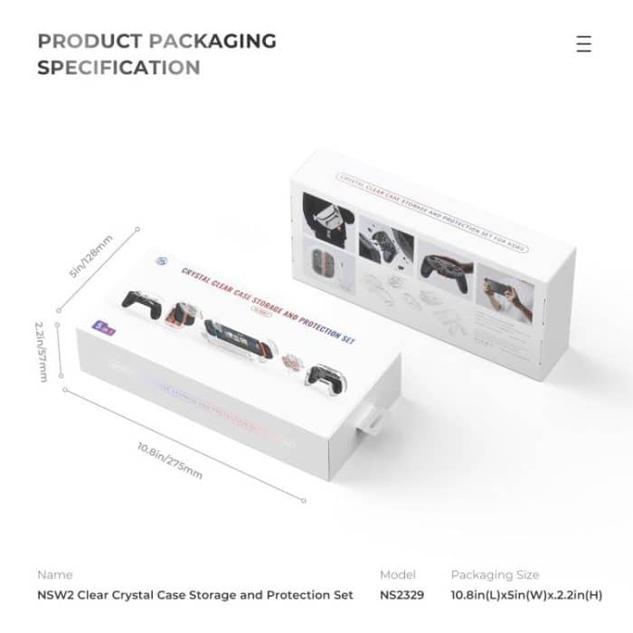 Für Nintendo Switch 2 JYS 5-in-1 Crystal Case Komplettschutzset inklusive Konsolengehäuse, Joy-con- und Pro-Controller-Abdeckung, Frontplatte, Spielekassettenhülle – Bild 13