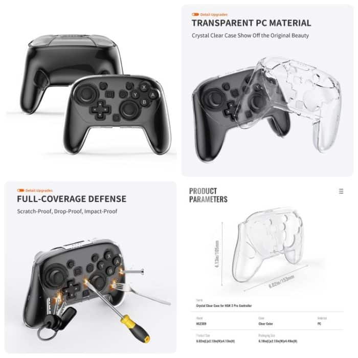 Für Nintendo Switch 2 JYS 5-in-1 Crystal Case Komplettschutzset inklusive Konsolengehäuse, Joy-con- und Pro-Controller-Abdeckung, Frontplatte, Spielekassettenhülle – Bild 6