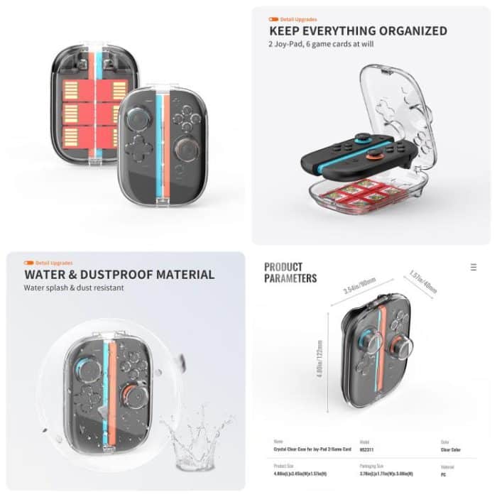 Für Nintendo Switch 2 JYS 5-in-1 Crystal Case Komplettschutzset inklusive Konsolengehäuse, Joy-con- und Pro-Controller-Abdeckung, Frontplatte, Spielekassettenhülle – Bild 8