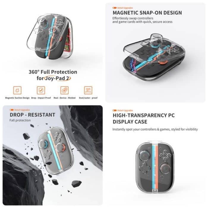 Für Nintendo Switch 2 JYS 5-in-1 Crystal Case Komplettschutzset inklusive Konsolengehäuse, Joy-con- und Pro-Controller-Abdeckung, Frontplatte, Spielekassettenhülle – Bild 9