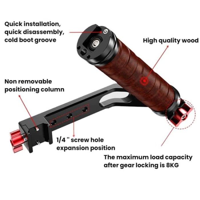 Gimbal Wooden Handle Chute Snail Gimbal Side Handle Grip,For DJI RS 4 Mini / 4 PRO / 3 / 3 Mini / 3 PRO / 2, Single Handle, With Chute, With Chute And Snail Gimbal – Bild 7