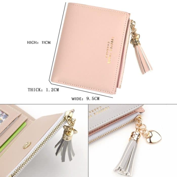 Kurze, kreuzgestreifte Suzip-Geldbörse für Damen – Bild 4