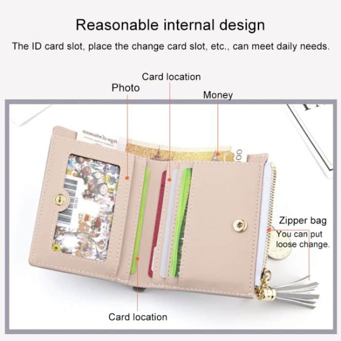 Kurze, kreuzgestreifte Suzip-Geldbörse für Damen – Bild 5