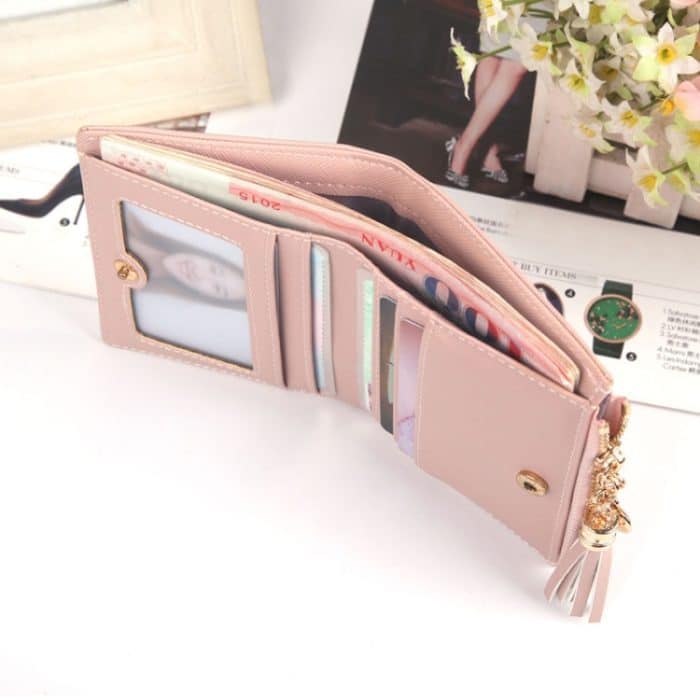 Kurze, kreuzgestreifte Suzip-Geldbörse für Damen – Bild 7