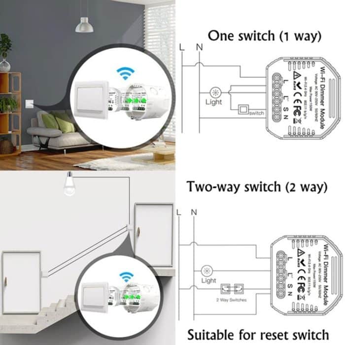 Verdeckter Wifi Smart Switch Dimmer und traditioneller Switch Dual Control Smart Switch – Bild 4