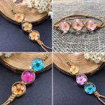 Glückliche handgemachte gewebte Trockenblumen-Glasperlen-Armbänder – Bild 5