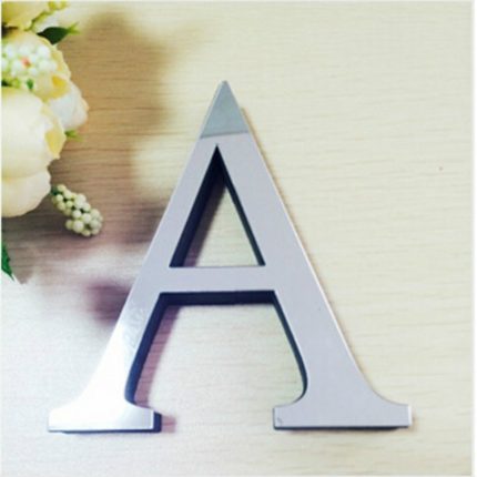 2 Stück Heimdekoration, kreative Persönlichkeit, englische Buchstaben, Acrylspiegel, 3D-DIY-Wandaufkleber