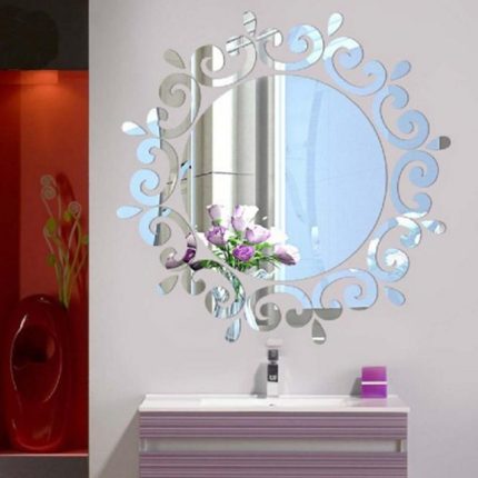 Flower Vine Dressing Up Mirror Art Vinyl Mural Decor Decke Wall Sticker, Flower Vine Sticker(Silver), Flower Vine Sticker(Gold)