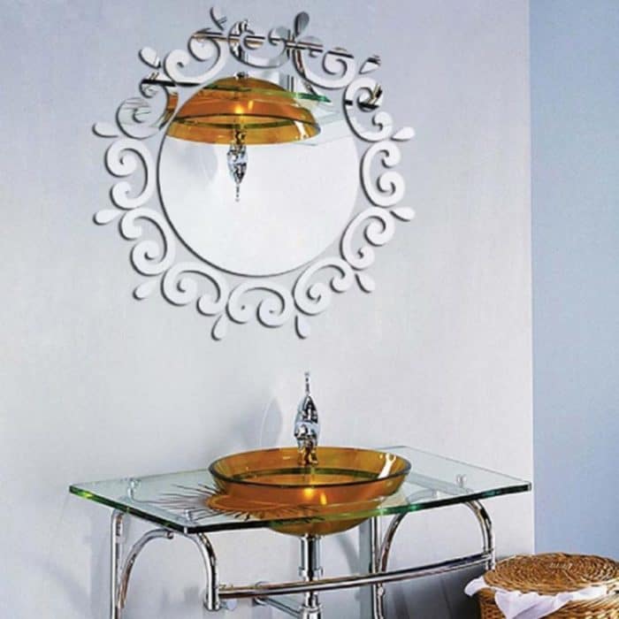 Flower Vine Dressing Up Mirror Art Vinyl Mural Decor Decke Wall Sticker, Flower Vine Sticker(Silver), Flower Vine Sticker(Gold) – Bild 3