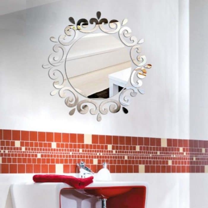 Flower Vine Dressing Up Mirror Art Vinyl Mural Decor Decke Wall Sticker, Flower Vine Sticker(Silver), Flower Vine Sticker(Gold) – Bild 4