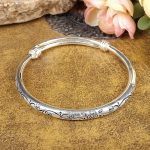 Böhmische Vintage Retro Silber Armreifen Frauen klassische handgemachte tibetische Silber geschnitzte Pflaumenmanschette Armbänder