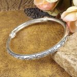 Böhmische Vintage Retro Silber Armreifen Frauen klassische handgemachte tibetische Silber geschnitzte Pflaumenmanschette Armbänder – Bild 2