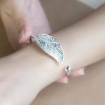 Blatt-Manschetten-offene Armbänder-Armreifen-Frauen-Weinlese-Silber-Schmuck-Luxus-Armband – Bild 6