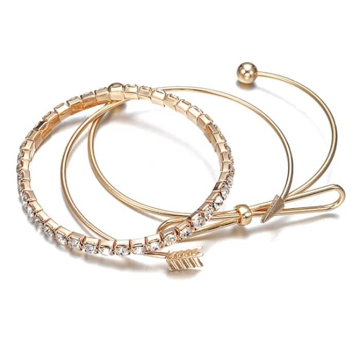 Goldfarbe Blatt Schneeflocke Hirschgeweih Offen verstellbare Manschette Armreifen Set für Frauen – Bild 3