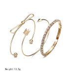 Goldfarbe Blatt Schneeflocke Hirschgeweih Offen verstellbare Manschette Armreifen Set für Frauen – Bild 6