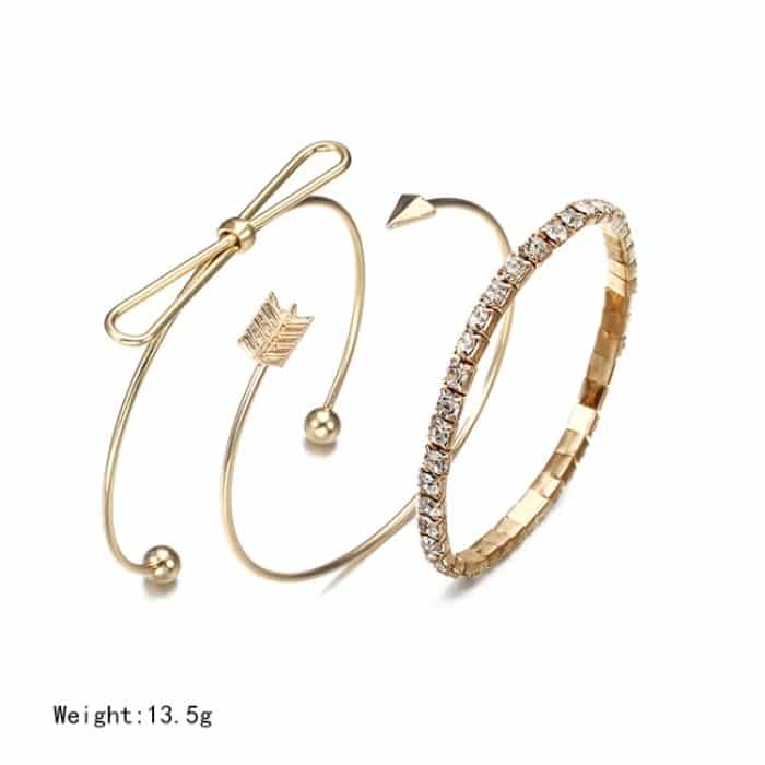 Goldfarbe Blatt Schneeflocke Hirschgeweih Offen verstellbare Manschette Armreifen Set für Frauen – Bild 6