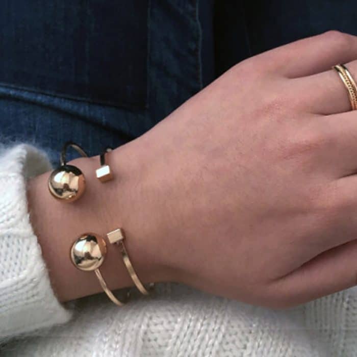 Öffnungsarmreif aus Kupferlegierung mit toller Kugel für Damen – Bild 5