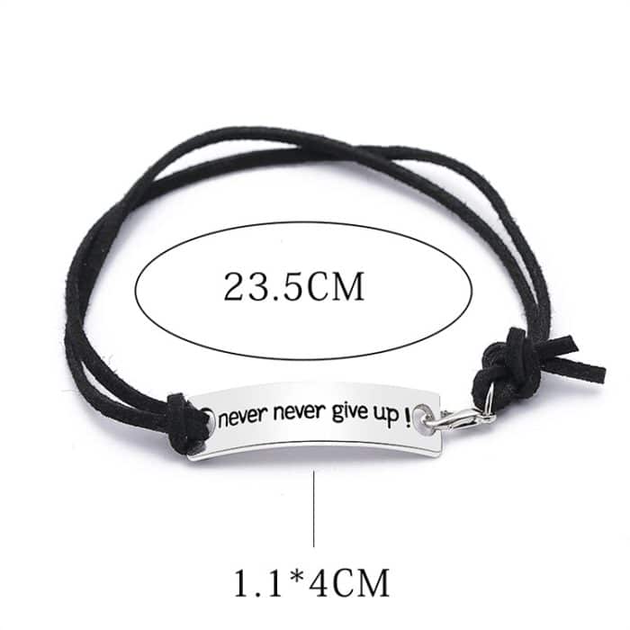 Geben Sie niemals Armbänder auf Einfaches Leder-Samt-Buchstaben-Persistenz-Armband – Bild 2