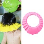 3 Stück sichere Baby-Duschhaube, Kinder-Bademütze, verstellbare Baby-Duschhaube, schützt die Augen, Haarwaschschutz für Kinder, wasserdichte Kappe, Pink+wave, Pink+earflaps, Yellow+earflaps, Blue+earflaps, Yellow+wave, Blue+wave, Yellow+Round, Blue+Rou...