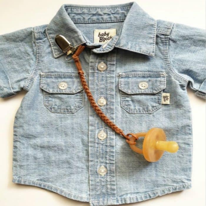 3 Stück Baby-Schnullerkette, gewebte Anti-Off-Kette aus Leder – Bild 3