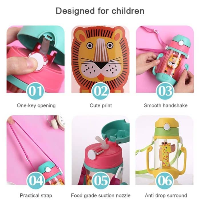 400 ml Babyflasche Silikon Kinder Trinkbecher Hüpfende Öffnung mit Griff mit Cartoon-Muster Baby Trinkbecher – Bild 4