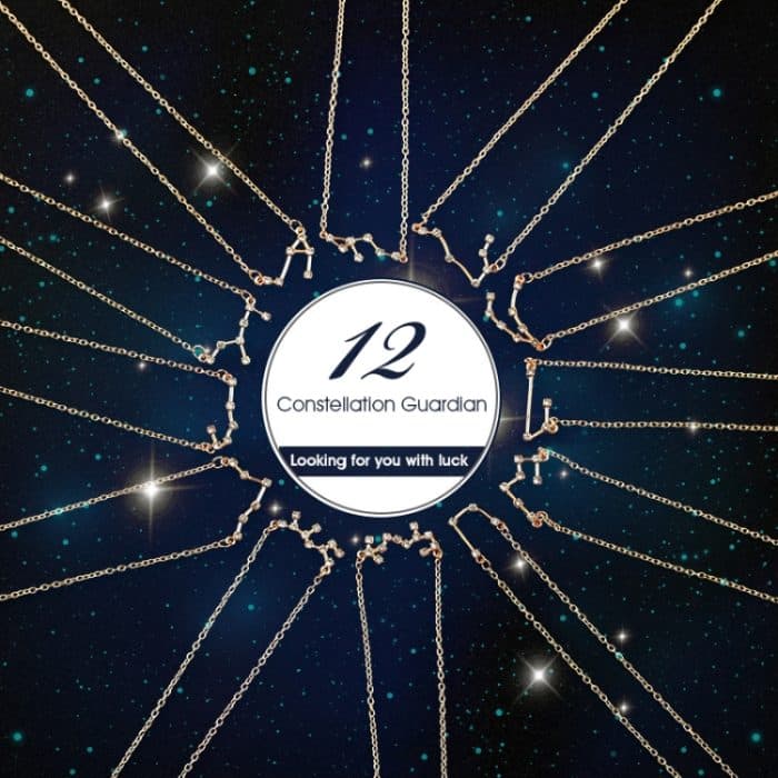 Mode Zirkon Anhänger Sternzeichen Wächter Halskette kurze Schlüsselbeinkette – Bild 9