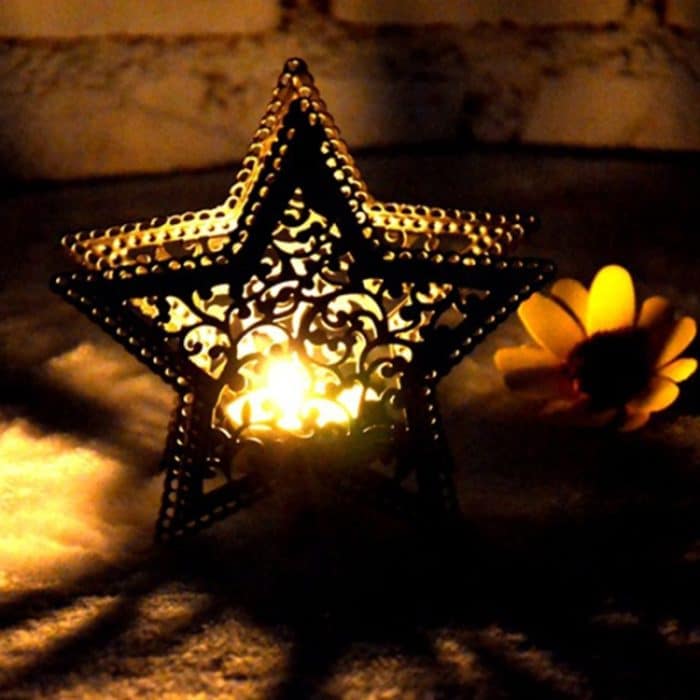 Weihnachtsdekor Marokkanische Kerzenhalter Kerzen Fünfzackiger Stern Bunter Kerzenhalter – Bild 3