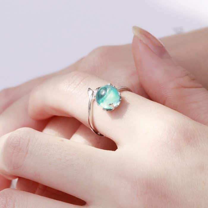 Frauen Mode Blue Crystal Mermaid Shape Offene Ringe – Bild 3