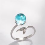 Frauen Mode Blue Crystal Mermaid Shape Offene Ringe – Bild 5