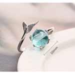 Frauen Mode Blue Crystal Mermaid Shape Offene Ringe – Bild 6