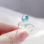 Frauen Mode Blue Crystal Mermaid Shape Offene Ringe – Bild 7