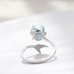 Frauen Mode Blue Crystal Mermaid Shape Offene Ringe – Bild 8