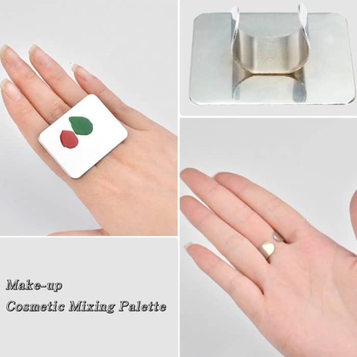 10 PCS Salon Maniküre Finger Ring Farbpalette Make-Up Creme Foundation Mischpalette Kosmetik Make-up Werkzeug Edelstahl Platte – Bild 6