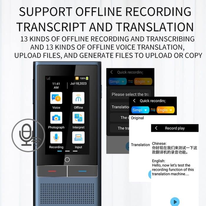 Boeleo BF301(W1 3.0) 2,8-Zoll-Bildschirm, intelligenter Sprachübersetzer für Geschäftsreisen, 1 GB + 8 GB, unterstützt 117 Sprachen-Übersetzung – Bild 12