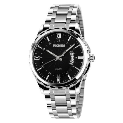 SKMEI 9069 Multifunktionale Outdoor-Mode-Business-wasserdichte Quarz-Armbanduhr mit silbernem Gehäuse