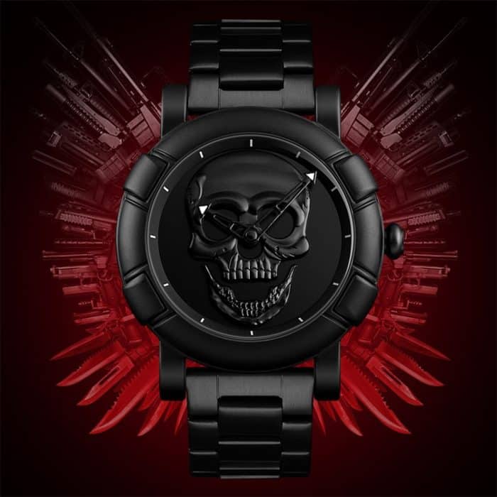 SKMEI 9178 Totenkopf-Muster, multifunktionale Outdoor-Herrenmode, wasserdichte Quarz-Armbanduhr – Bild 7