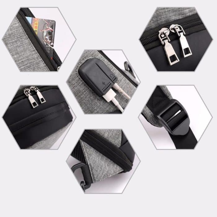 Multifunktionale, tragbare, lässige Oxford-Umhängetasche mit Kopfhöreranschluss und USB-Aufladung – Bild 3