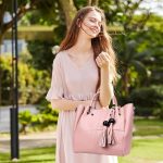 3-in-1-lässige PU-Umhängetasche, Damenhandtasche, Umhängetasche mit Bärenquaste – Bild 3