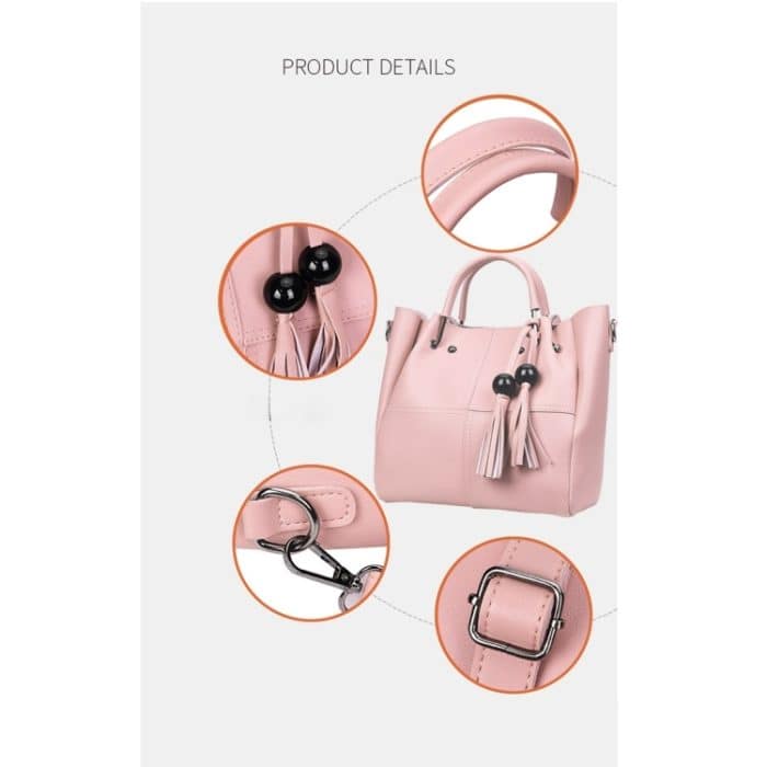 3-in-1-lässige PU-Umhängetasche, Damenhandtasche, Umhängetasche mit Bärenquaste – Bild 8