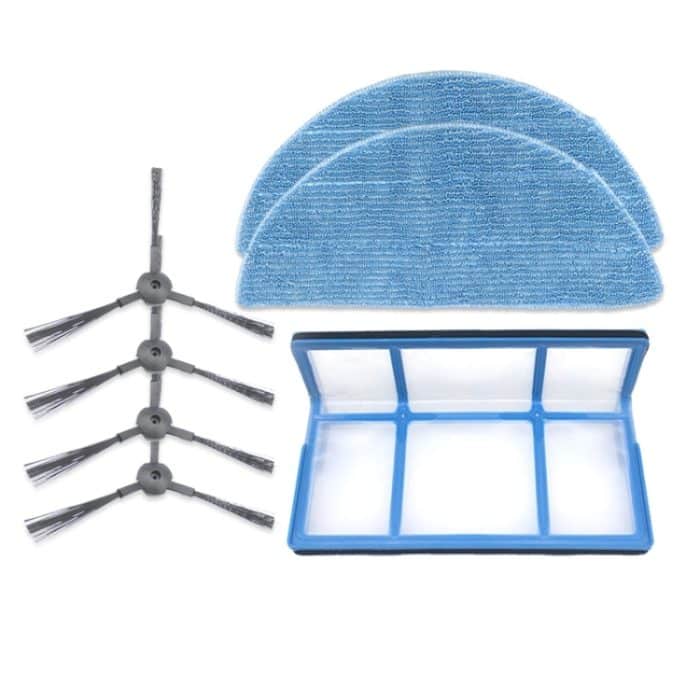 XI244 2 Paar K614 Seitenbürsten + 2 Stück I201 Lappen + I204V Filter Baumwollfilter Set für ILIFE V3S Pro / V3S / V5S Pro / V50 / V5S – Bild 1