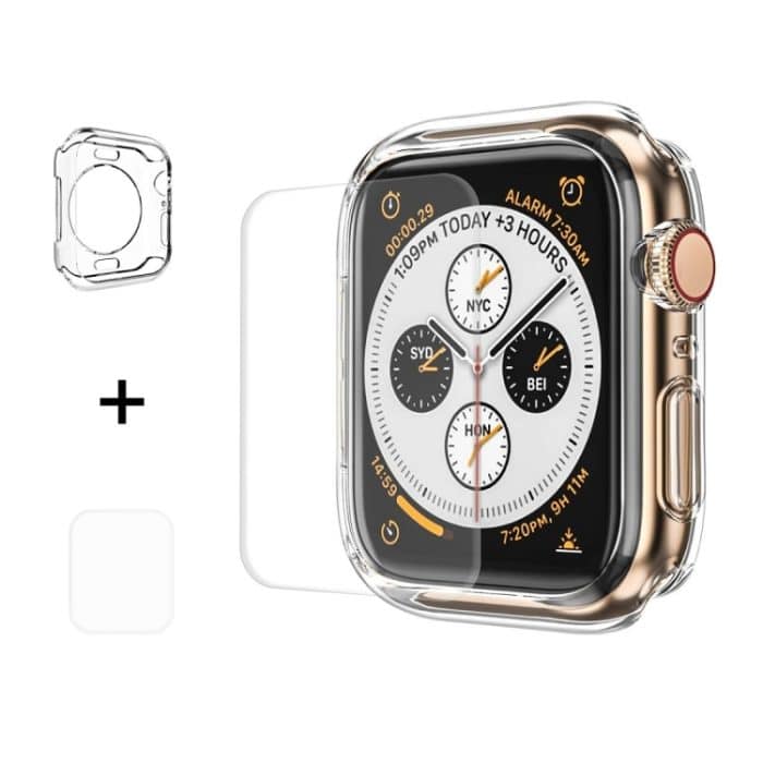 ENKAY Hat-Prince 2 in 1 TPU Halbverkleidete Schutzhülle + 3D-Vollbild-PET-HD-Displayschutz für gebogene Wärmebiegung für Apple Watch Series 4 40 mm – Bild 1