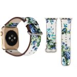 Mode Pastoralismus Stil Kleine Blumenmuster Frauen Uhr Leder Armband Für Apple Watch Serie 7 41mm / 6&SE&5&4 40mm / 3&2&1 38mm